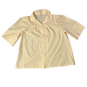 VTG Women’s Soft Yellow Button Blouse Handmade Size S/M
